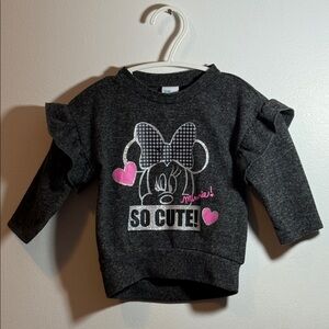 Disney Baby Minnie Mouse Charcoal Super Soft Sweater, 3-6M, PRELOVED